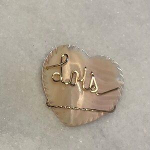 Vintage Lois brooch. Twisted wire, mother of pearl.